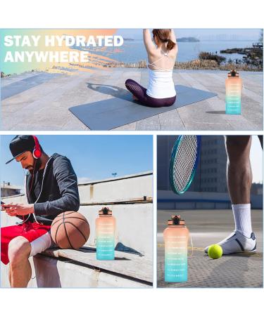 ETDW 2L Water Bottle with Straw - BPA-Free Tritan Time Markings Leak-Proof Sports Bottle in Orange & Green for Fitness - Buy Online on GoSupps.com