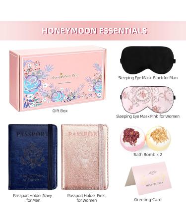 19 Momme Mulberry Silk Sleeping Eye Masks & Passport Holders Set - Perfect Wedding & Honeymoon Gifts for Couples - Luxury Travel Accessories - Buy Online on GoSupps.com