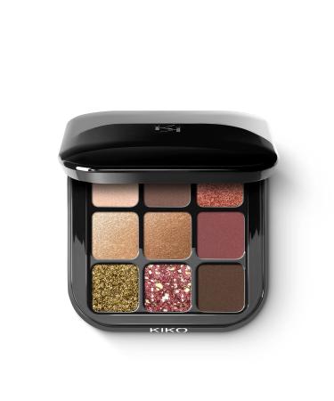 KIKO Milano Glamour Multi Finish Eyeshadow Palette 03 | Palette With 9 Eyeshadows In Different Finishes 03 Burgundy Notes