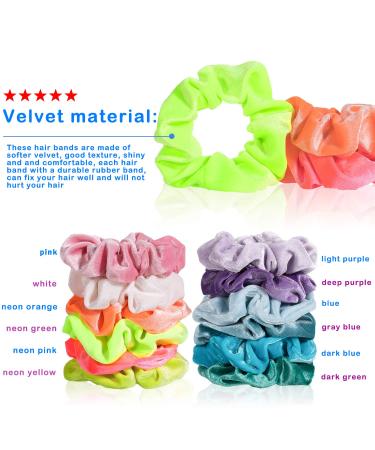 Whaline Neon Velvet Scrunchies - Summer Hair Bobbles for Girls & Women - Buy Online on GoSupps.com