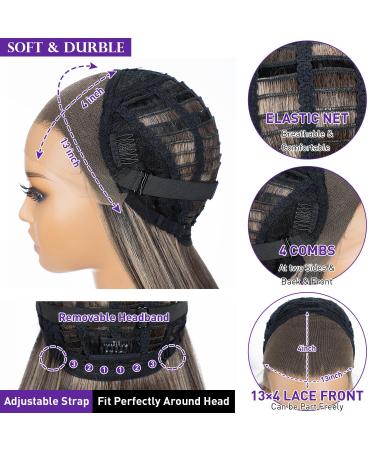 Joedir 13x4 Straight Lace Frontal Wigs - Glueless Synthetic Light Yaki Wigs for Black Women with Baby Hair | 76 cm TTOL4/30S/26J - Buy Online on GoSupps.com