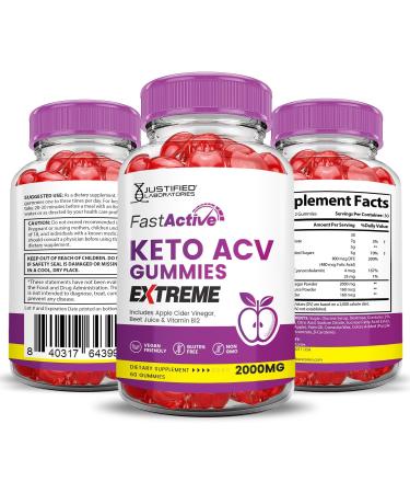 Fast Active Keto ACV Gummies Extreme 2000MG Fastactive Keto Gummies Apple Cider Vinegar Formulated with Pomegranate Beet Juice Powder B12 Vegan Non GMO 60 Gummys 60 Count (Pack of 1) - Buy Online on GoSupps.com