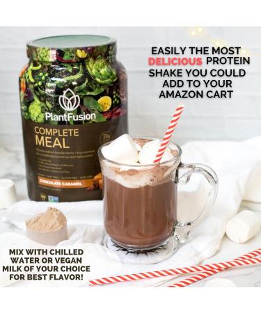 PlantFusion Complete Meal Plant Based Protein Powder 2 lb - Vegan Chocolate Caramel with Superfoods Greens & Probiotics - Buy Online on GoSupps.com
