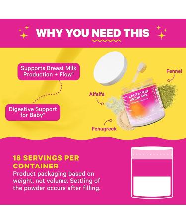 Pink Stork Lactation Support Drink Mix - Fenugreek, Milk Thistle & Alfalfa - 18 Servings (Strawberry) | Postpartum Breastfeeding Supplement - Buy Online on GoSupps.com