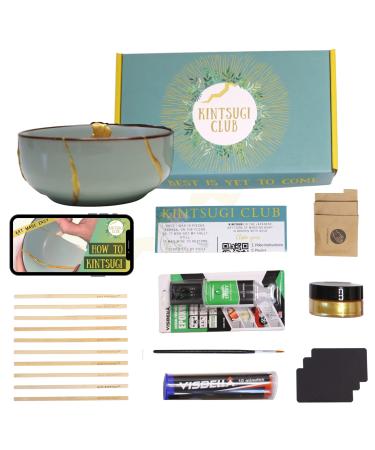 Kintsugi Repair Kit | Repair Broken Ceramics with Gold Glue | Gold Porcelain Repair Kit | Meditation DIY Gifts for Woman | Art Gift Set | Japanese Craft | Kintsugi Club