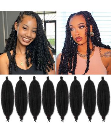 XTREND 8 Packs 16 Inch Soft Springy Afro Twist Hair Pre-Separated Spring Twist Hair for Faux Locs Natural Black Marley Twist Crochet Braiding Hair Synthetic Hair Extensions for Black Women 1B# 16 Inch (Pack of 8) 1B#