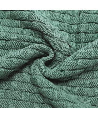 Mimixiong 100% Cotton Knit Swaddle Baby Blanket - Cozy & Soft for Newborn Boys and Girls - Dark Green 100x80cm - Waffle - Buy Online on GoSupps.com