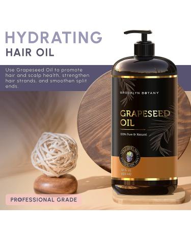 Brooklyn Botany Grapeseed Oil 8 fl Oz - 100% Pure & Natural Body, Hair, and Face Oil - Buy Online on GoSupps.com