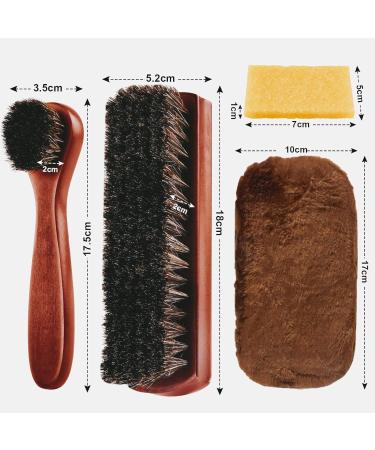Flintronic 4 PCS Shoe Brushes Set Soft Horsehair Bristles Brushes with Polish Glove and Eraser Dusting Brush Shoe Polishing Applicators Leather Cleaning Buffing for Boots Seats Interiors Furniture - Buy Online on GoSupps.com