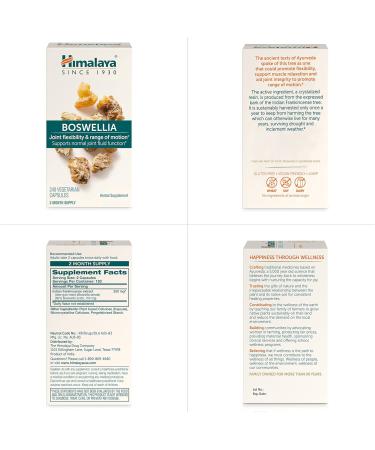 Himalaya Boswellia Capsules - Joint Support & Mobility - 240 Count (2 Month Supply) - 250 mg Flexibility Supplement - Buy Online on GoSupps.com
