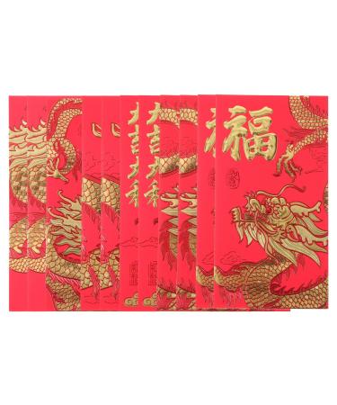 TEHAUX 30pcs Spring Festival Red Pocket Chinese Hong Bao Chinese Money Envelopes Red Envelopes Cash Envelopes 2024 Red Packets Money Packet Money Bag Dragon Packets China Paper Wedding