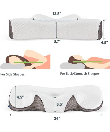 Tbfit Cervical Pillow - Contour Memory Foam for Neck Pain Relief - Orthopedic Support for Side, Back, Stomach Sleepers (Grey) - Buy Online on GoSupps.com