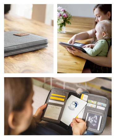 Ehrenkind Maternity Pass Cover | Mother-Child Pass Cover | U-Booklet Bag | Vaccination Record Cover in Gray - Shop Now for International Shipping! - Buy Online on GoSupps.com