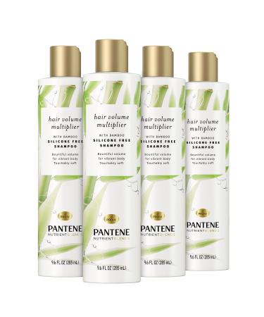 Pantene Volumizing Shampoo with Bamboo, Nutrient Blends Hair Volume Multiplier For Fine Hair, 9.6 Fl Oz, Pack of 4 Hair Volume Multiplier Shampoo (Pack of 4)