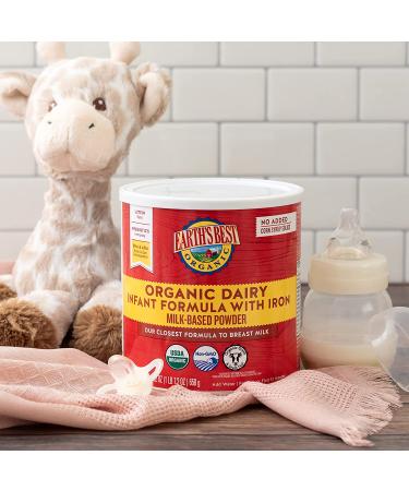 Earth's Best Organic Dairy Infant Powder Formula 32oz - with Iron, Omega-3 DHA & Omega-6 ARA - Buy Online on GoSupps.com