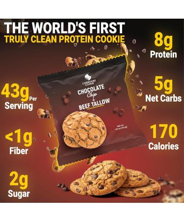 Carnivore Cookies Chocolate Chip High Protein Cookies Low Carb (2g Sugar) | Gluten Free | Keto & Carnivore Friendly Snack 12 Pack - Buy Online on GoSupps.com