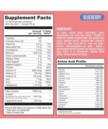 BIRDMAN Fitmingo Vegan Protein Powder with Inositol Collagen Boosters Hyaluronic Acid and Vitamins | Low Carb Dairy Free Low Calorie | 23g Plant Based Blueberry Protein Powder with Myo-Inositol - Buy Online on GoSupps.com