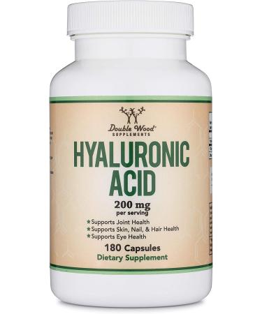Hyaluronic Acid Supplement - 180 Capsules (200mg Per Serving) for Skin & Face Aging Support | Enhances Hyaluronic Acid Serum Effects | Acido Hialuronico by Double Wood - Buy Online on GoSupps.com