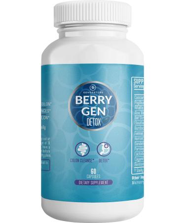 Berry Gen: Detox Herbal Supplement with Probiotics Aloe Vera Psyllium Husk and Parsley - 60 Capsules - Natural Formula - Supports Digestive System - Made in The USA 1