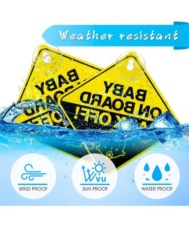 Bewudy 2 PCS Baby on Board Car Warning Sign with Suction Cups - Reusable Yellow Baby in Car Sticker (Back Off) - Eye-catching Safety Decal for Vehicles - Buy Online on GoSupps.com