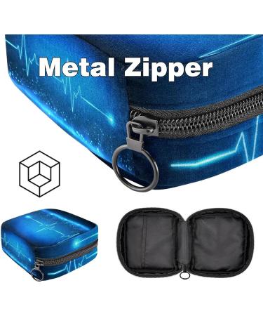 MUOOUM Portable Sanitary Napkin Storage Bag | Blue Cardiogram Print | Menstrual Cup Pouch for Women | Multi-colored 1 - Buy Online on GoSupps.com