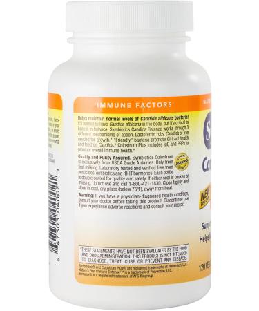 Symbiotics Candida Balance with Colostrum Plus - 120 Vegan Capsules for Digestive Health - Buy Online on GoSupps.com