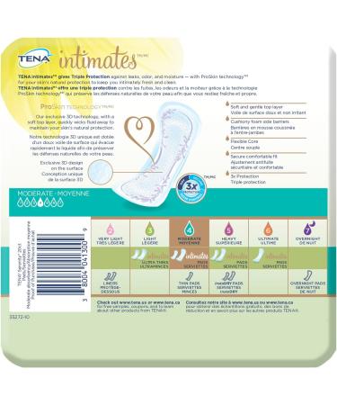 Tena Intimates Moderate Regular Incontinence Pad for Women 40 Count - Pack of 2 - Buy Online on GoSupps.com