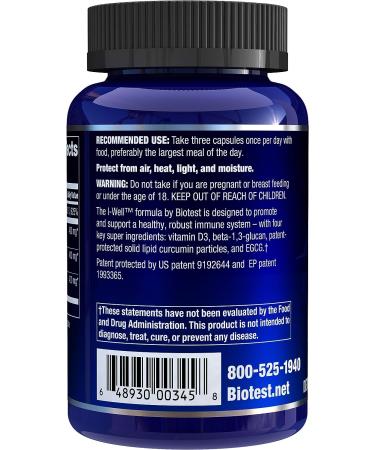Biotest I-Well Immune Support Supplement - Beta Glucan, Turmeric, Vitamin D3 - 90 Capsules - Buy Online on GoSupps.com