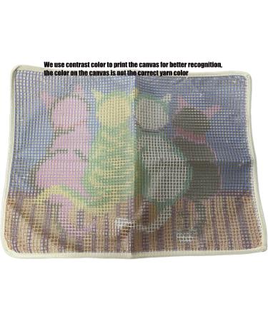 Latch Hook Rug Kit - Cat Design Crocheting Carpet | Pre-Printed Canvas Cushion Mat for Sofa Decor | Acrylic Yarn Tapestry DIY Set - Buy Online on GoSupps.com