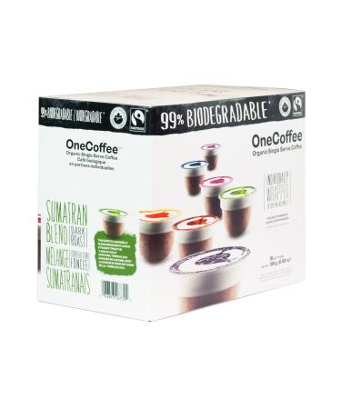 OneCoffee Biodegradable Organic Fairtrade Coffee Sumatran 18-Count Compatible with Keurig K-Cup Brewers