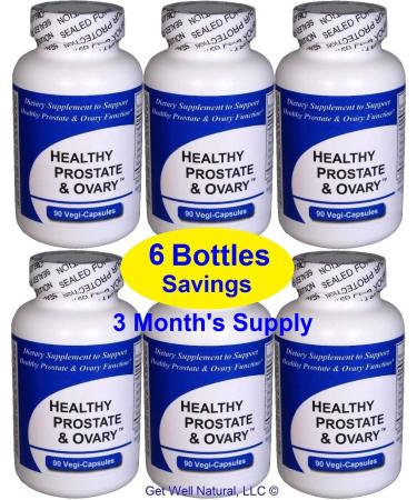Healthy Prostate and Ovary (6 Bottles Contain a Total of 540 Capsules) - Concentrated Herbal Blend - with Crinum Latifolium Vegan Kosher Caps. Prostate Herbs for Optimal Support*