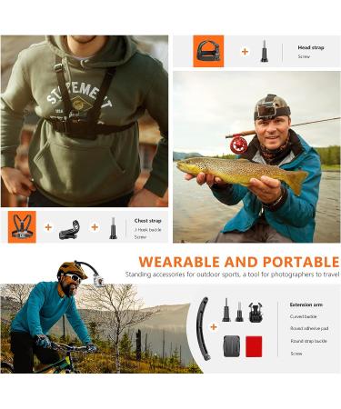 50-in-1 Action Camera Accessories Kit for GoPro, Insta360, DJI, Xiaomi, APEMAN, AKASO, Campark - Upgraded Bundle for Hero 11/10/9/8/7/6/5/4, Max, Fusion - Buy Online on GoSupps.com