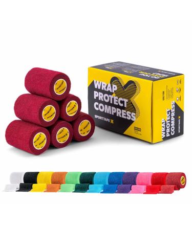 6 Rolls SPORTTAPE Self-Adhesive Football Sock Tape | 7.5cm x 4.5m - Maroon/Claret | Cohesive Bandage - Pet Bandage Vet Wrap for Dogs & Horses | Compression Bandage Shin Pad Tape Football Ankle Tape Maroon 7.5x450 cm (Pack of 6) - Buy Online on GoSupps.com