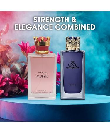 King&Hola Queen Couple Set Perfume for Women/Men Eau De Parfum - Amber Floral Jasmine Bourbon Vanilla & Woods Oriental-Floral Women/Men Cologne with a Modern Twist Elegant 100ml Bottle for Best Gift - Buy Online on GoSupps.com