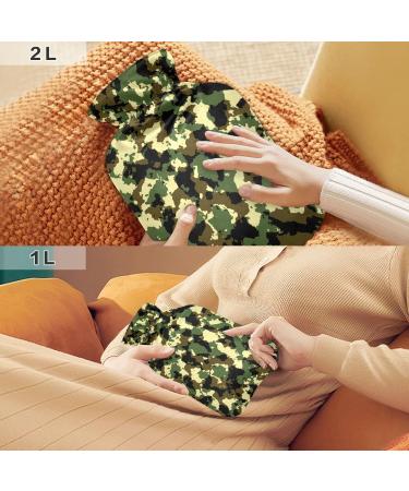2L Camouflage Hot Water Bottle with Cover | Army Camo Pain Relief & Winter Hand Feet Warmer | International Shipping - Buy Online on GoSupps.com