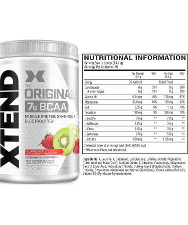 XTEND Original BCAA Powder Strawberry Kiwi Splash - 30 Servings | BCAAs + Electrolytes for Recovery & Muscle Support - Buy Online on GoSupps.com