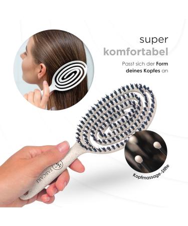 Fabcare Organic Hairbrush with Wild Boar Bristles & EBook - Professional Detangler for All Hair Types - Eco-Friendly Round Brush for Women - Buy Online on GoSupps.com