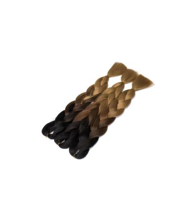 Sego Ombre Jumbo Braid Hair Extensions 24 Inch - 3 Pieces Dark Medium & Light Brown Crochet Twist 300g - Buy Online on GoSupps.com