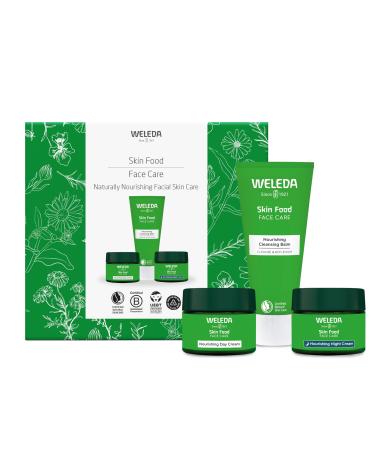 Weleda Skin Food Face Care Gift Set 3in1 Skin Care Set - Skin Food Cleansing Balm Day Cream & Night Cream for Women & Men 100% Certified Natural Organic