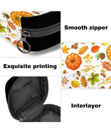 GIAPB Period Bag Sanitary Napkin Storage Bag | Period Pad Holder and Makeup Pouch | Autumn Pumpkin Mushroom Leaves Design - Buy Online on GoSupps.com