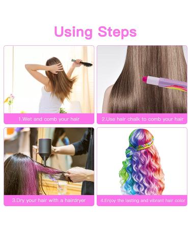 MSDADA Hair Chalk Pens - 12 Color Temporary Hair Dye for Kids - Washable Hair Color for Girls - Perfect Birthday & Christmas Gift for Girls - Blue, Purple, Pink, Red, Green & Yellow - Buy Online on GoSupps.com