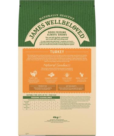 James Wellbeloved Kitten Turkey 4 kg Bag Hypoallergenic Dry Cat Food Turkey (Old Design) 4 kg (Pack of 1) - Buy Online on GoSupps.com