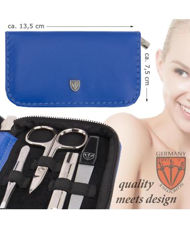 3 Swords Germany 8-Piece Manicure Pedicure Kit for Professional Nail Care - Blue Synthetic Leather - Buy Online on GoSupps.com