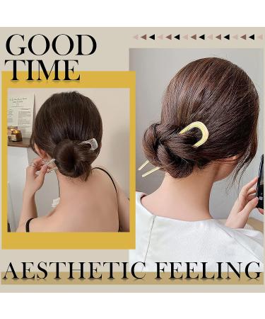 4Pcs Plus-Size U-Shaped French Hair Pins for Longer & Thicker Hair - 5.11Inch Metal Vintage Hair Sticks (2 Styles) - Buy Online on GoSupps.com