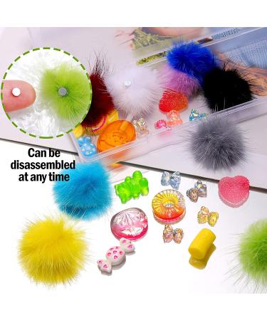 30-Piece Nail Decoration Charms Set: Fluffy Pom Balls, Cute Bear, Candy Resin Charms - Buy Online on GoSupps.com