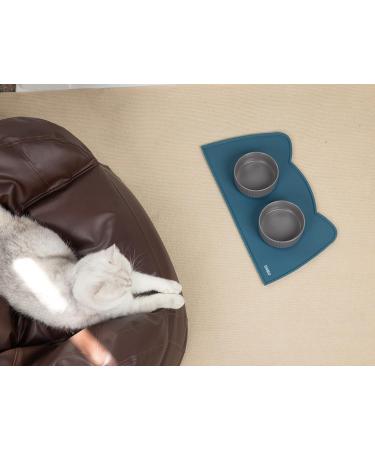 Ohmo Bowl Pad for Small Dogs & Cats | Non-Slip Silicone Feeding Mat | Waterproof Blue-Green 46x25cm - Perfect for Cat Bars - Buy Online on GoSupps.com