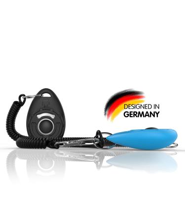 Truepets Dog Clicker 2 Set - Clicker with flexible hand loop - Clicker dog - Ideally suited for dog training - Clicker DOOG (black/blue)