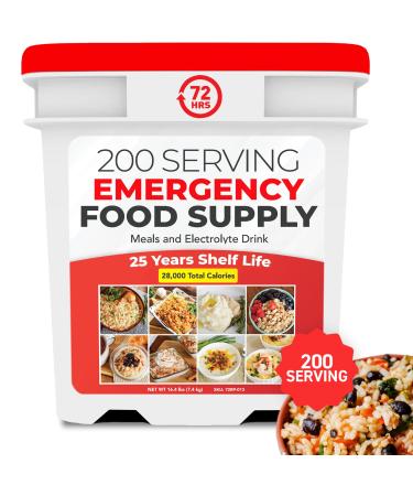 72HRS Emergency Food Supply Kit 2000 Cal/Day 25-Year Shelf Life Survival Food for Camping & Preparedness 200 Servings & 1-12 Month Packages