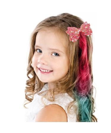6 Colors Unicorn Wig Hair Clips Bows for Girls - Glitter Style Hair Extensions for Kids Princess Costume Dress Up - Buy Online on GoSupps.com
