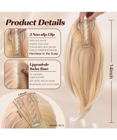 EMMOR 14 Inch Light Honey Blonde & Bleach Blonde Mixed Hair Toppers for Women Synthetic Hair Toppers Hair Pieces Swiss Base with 3 Clips in Wiglets Toppers for Women with Thinning Hair Hair Loss Light Honey Blonde & Bleach Blonde Mixed 14 Inch - Buy Online on GoSupps.com
